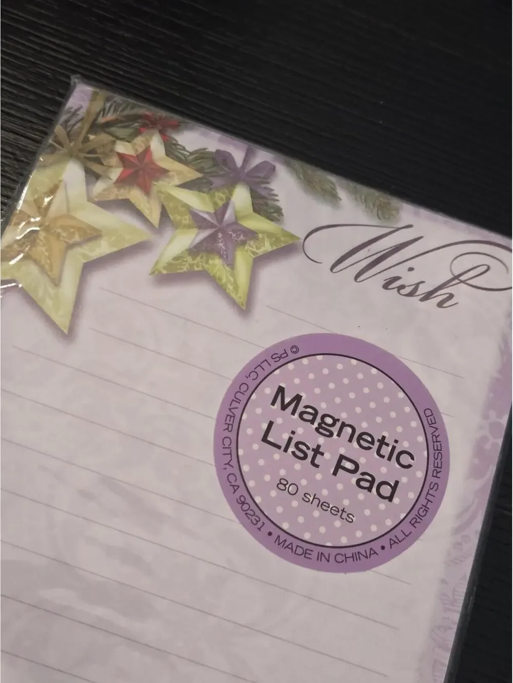 Pooch & Sweetheart Wish Stars Purple Floral Magnetic List Pad 80 Sheets Sealed